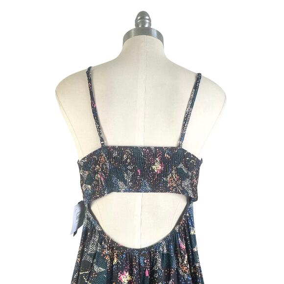 O’Neill Lexie Open Back Midi Dress Floral Print Square Neck Blue - Picture 5 of 10